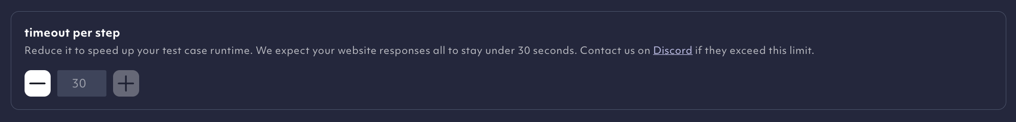 Fixed timeout per step