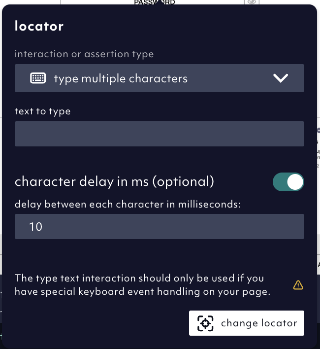 Type multiple characters interaction type