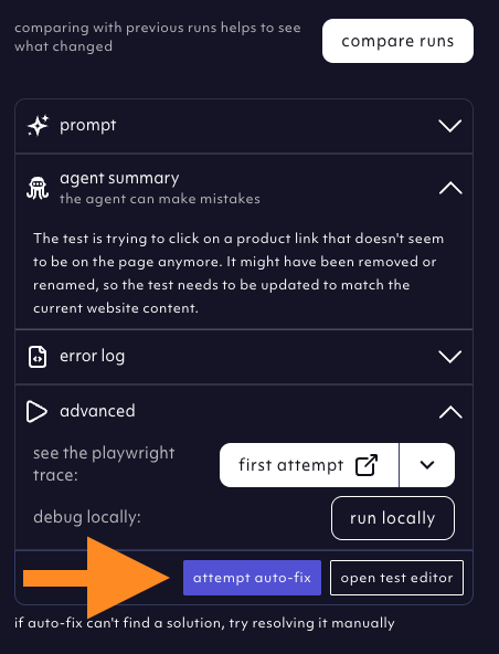 Options to fix your broken test