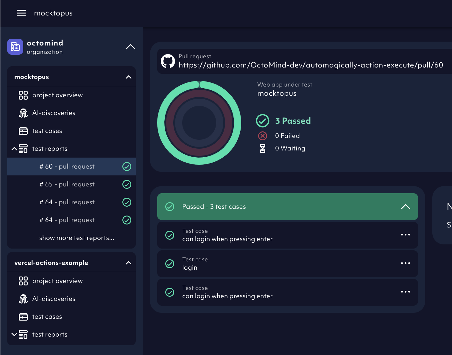 new sidebar navigation in the octomind app
