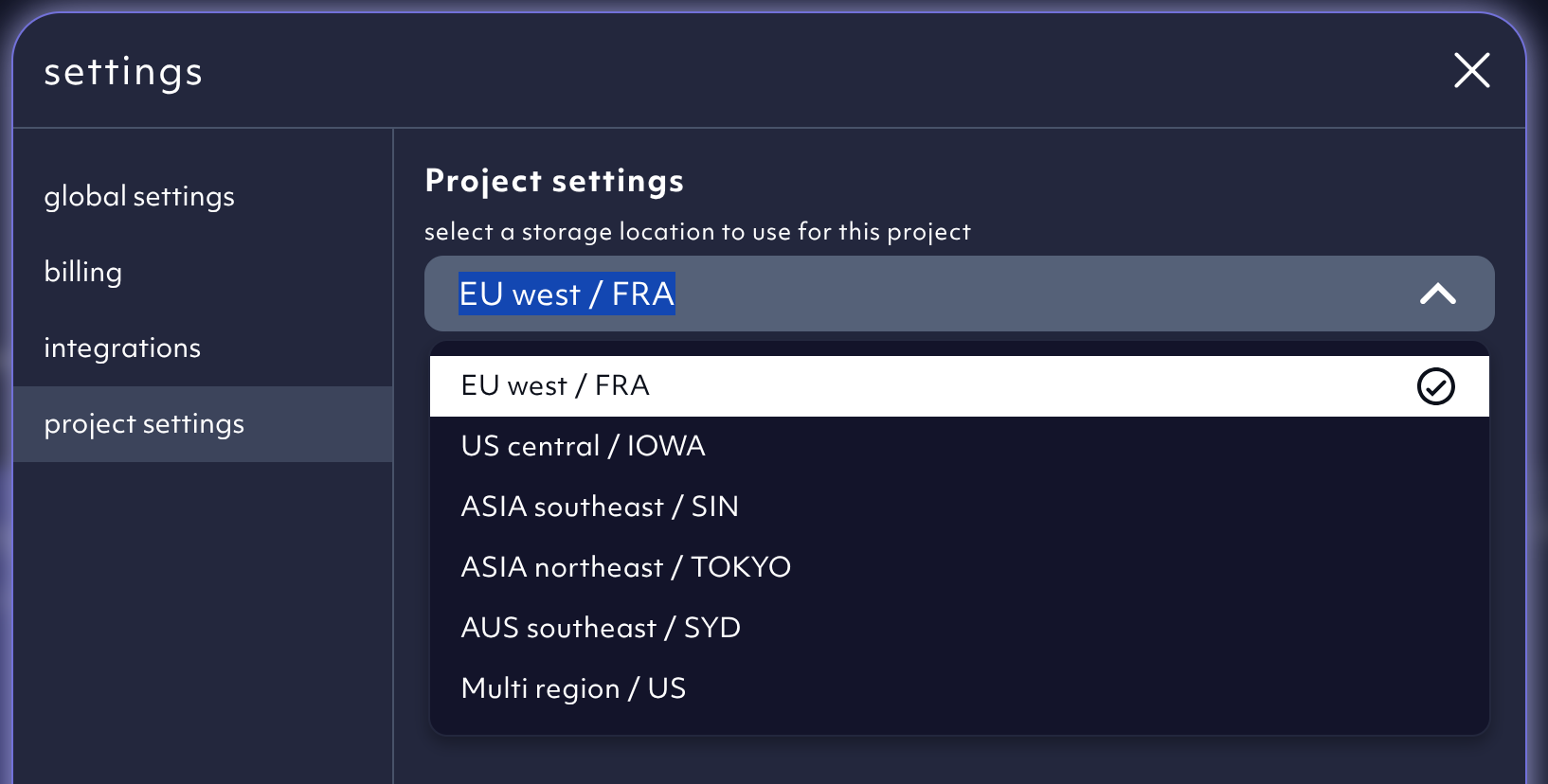 screenshot 08/2025 storage selection