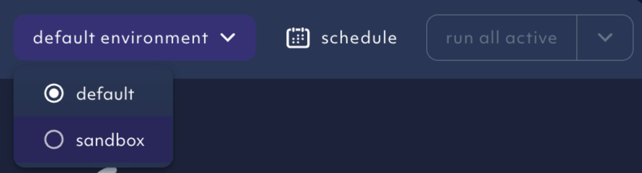 Environment dropdown menu for the example