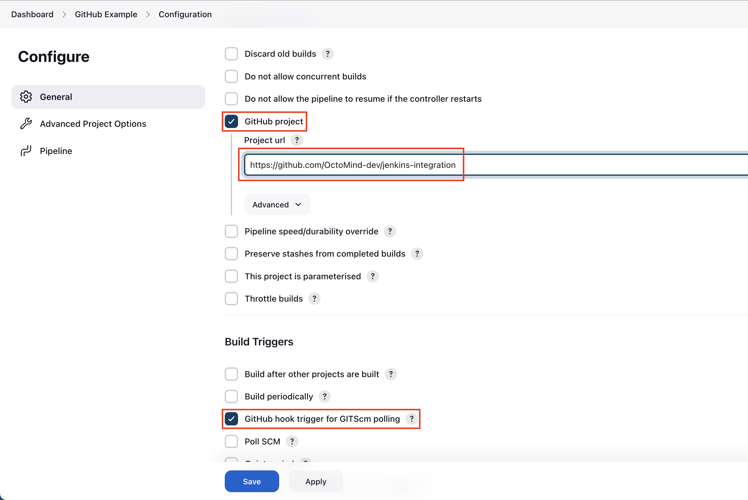 Configuring triggers from GitHub webhook