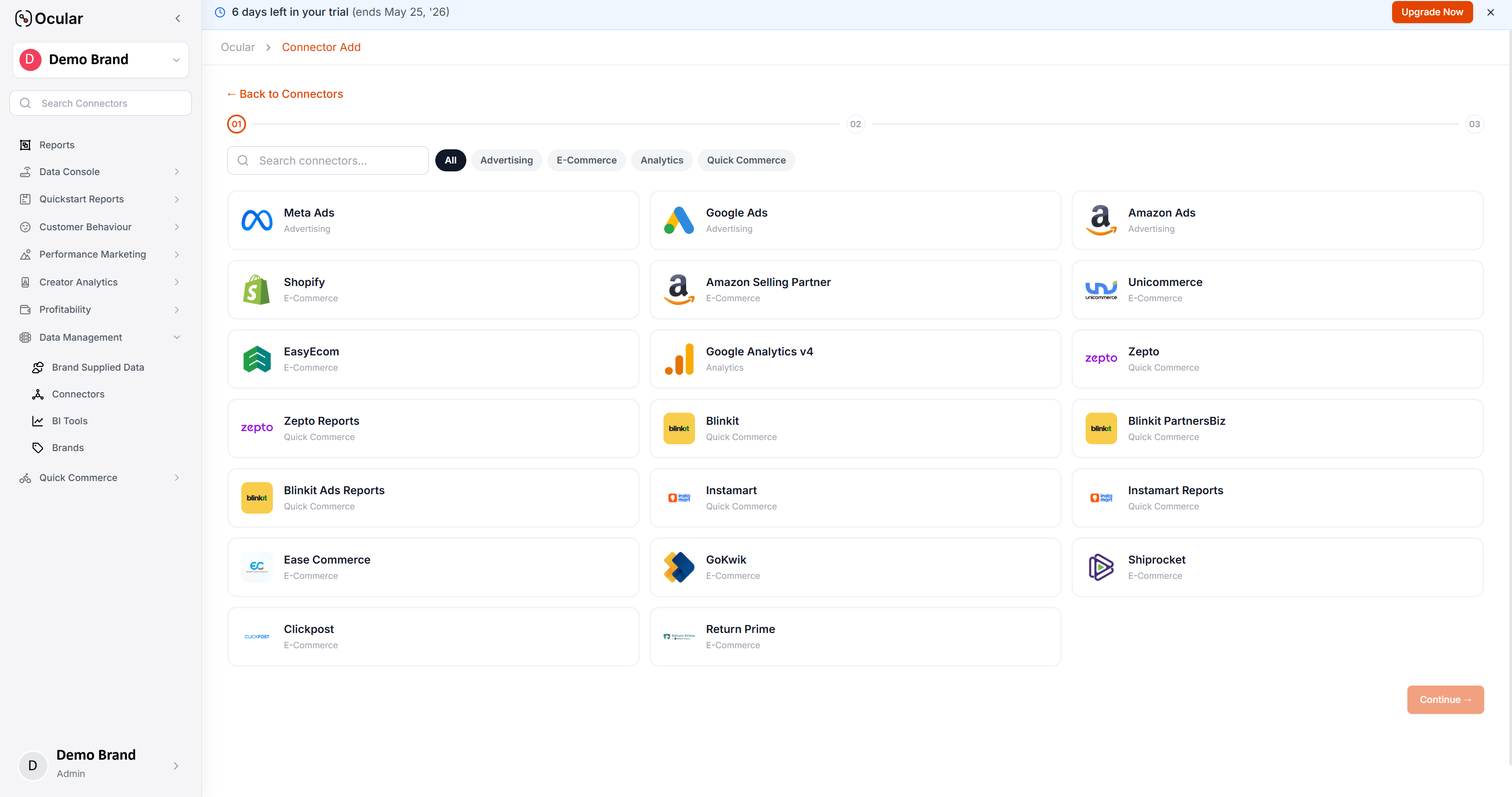 Data Sources status placeholder