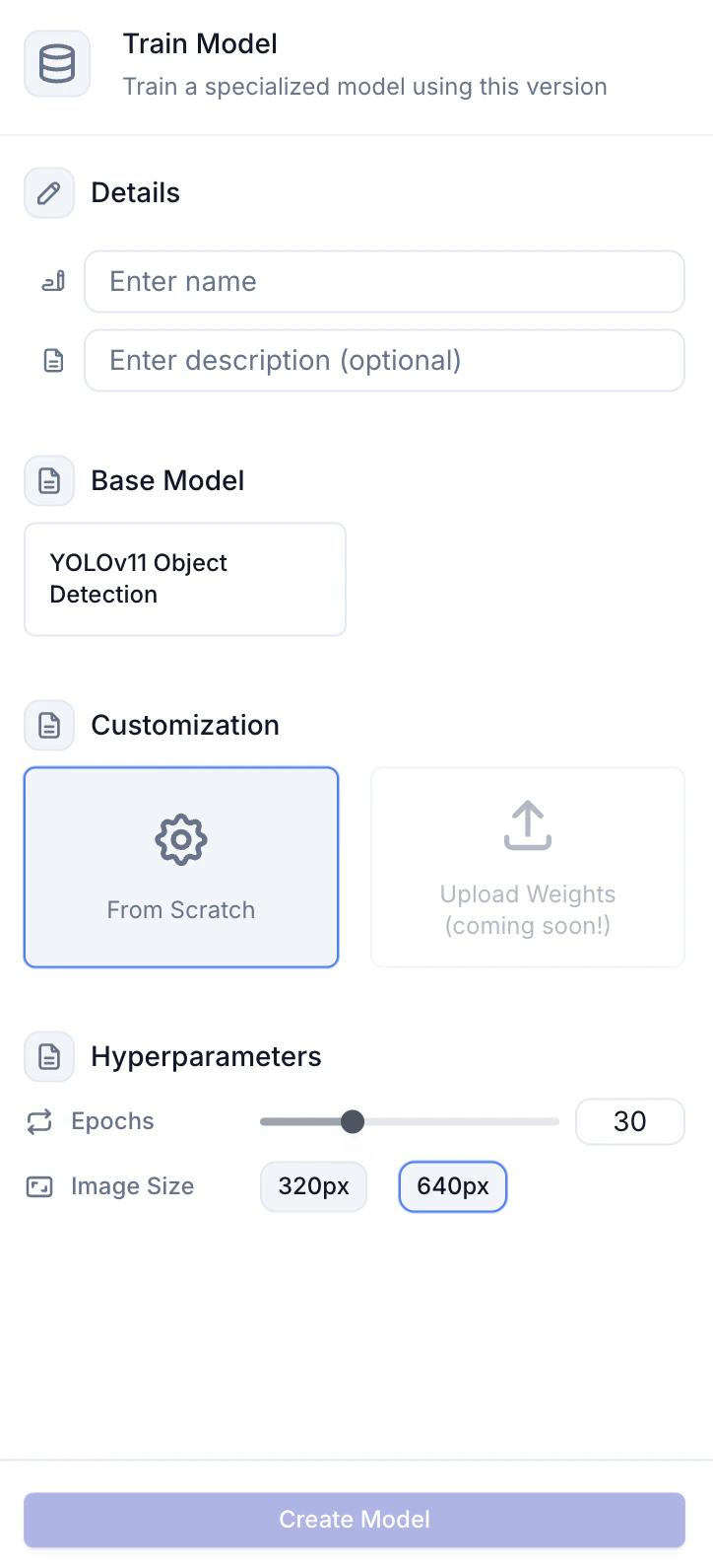 Training Config UI