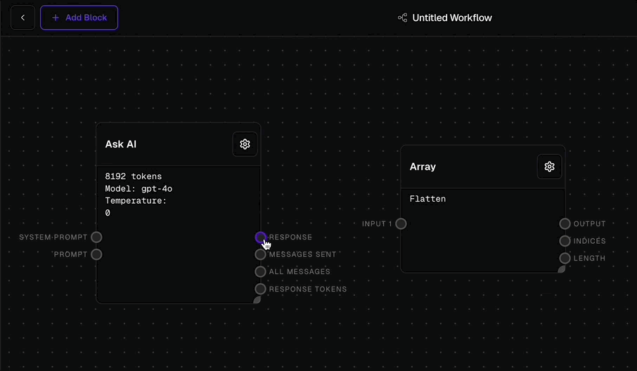 Connecting a block (Dark Mode)