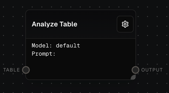 Analyze Table Block Screenshot
