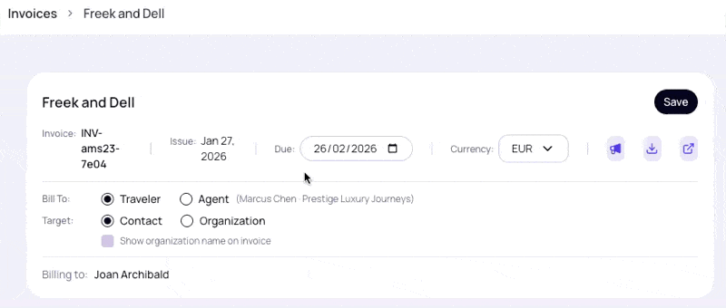 Show/Hide Organization on Invoices