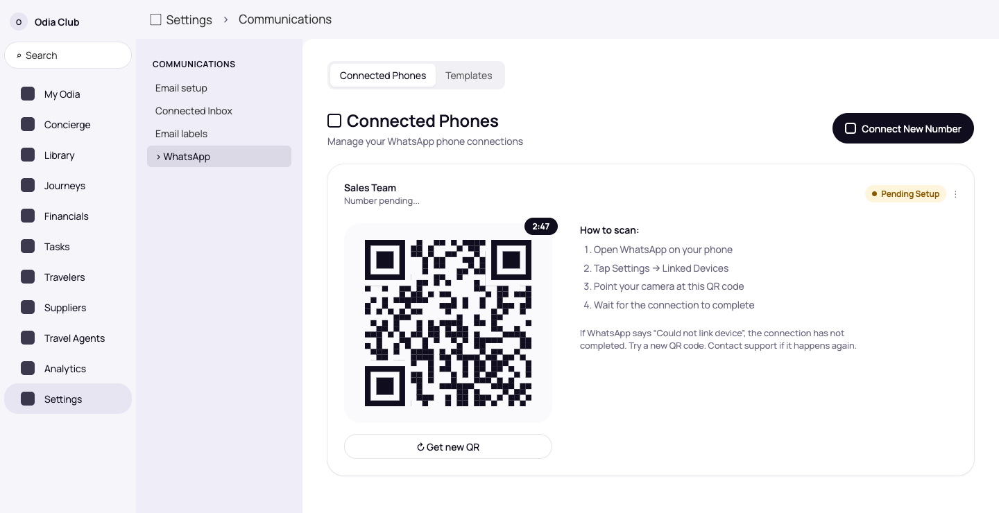 QR code with a countdown timer, the Get new QR button and the How to scan steps