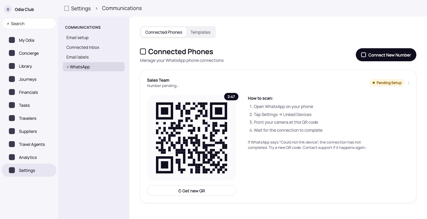QR code with a countdown timer, the Get new QR button and the How to scan steps