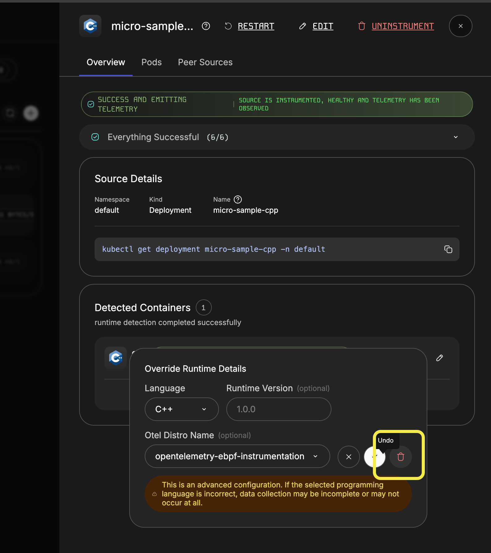 Remove OBI override from runtime config
