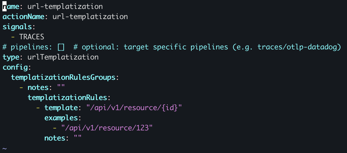 Configure URL templatization