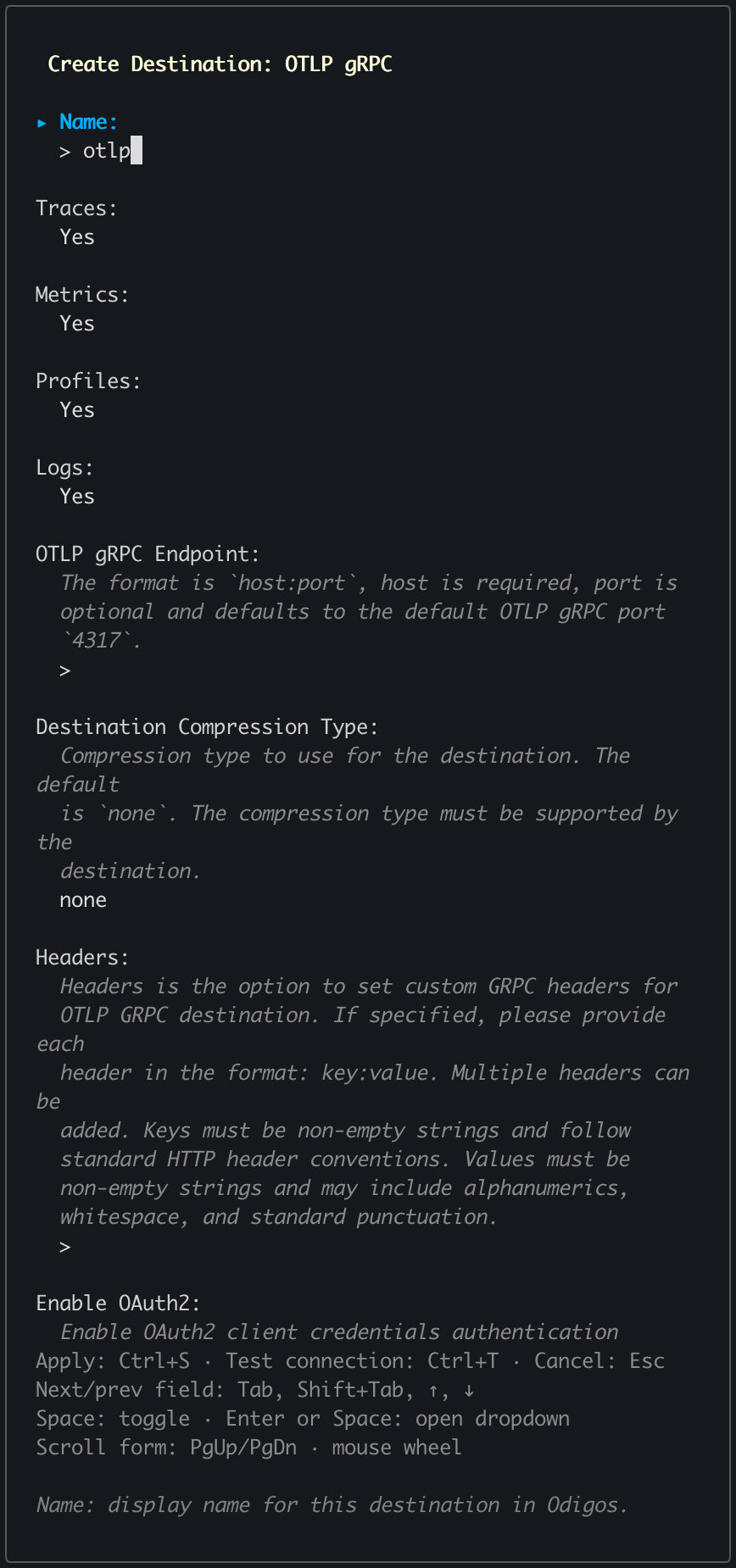 Configure Destination