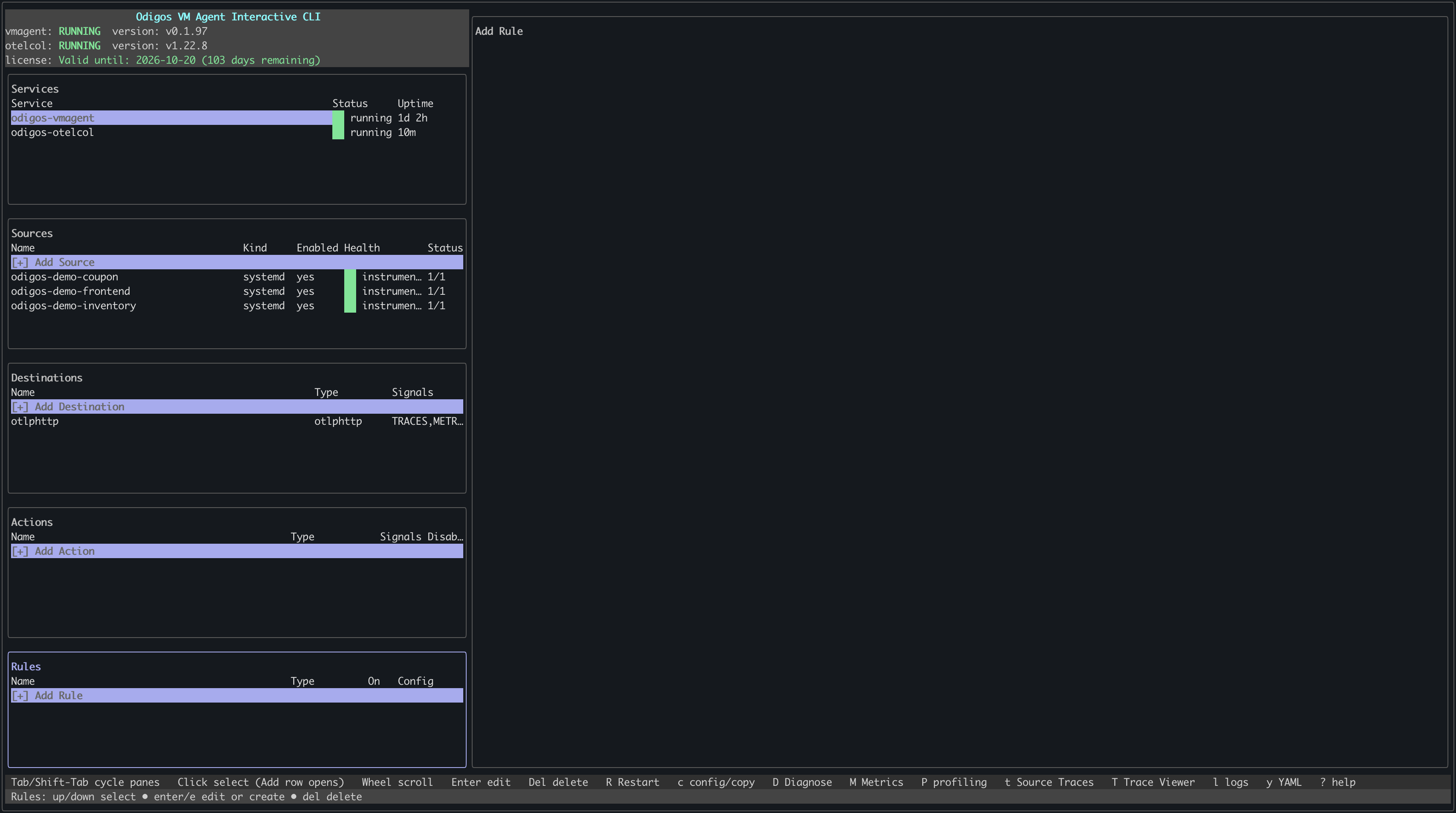 Open the Instrumentation Rules pane