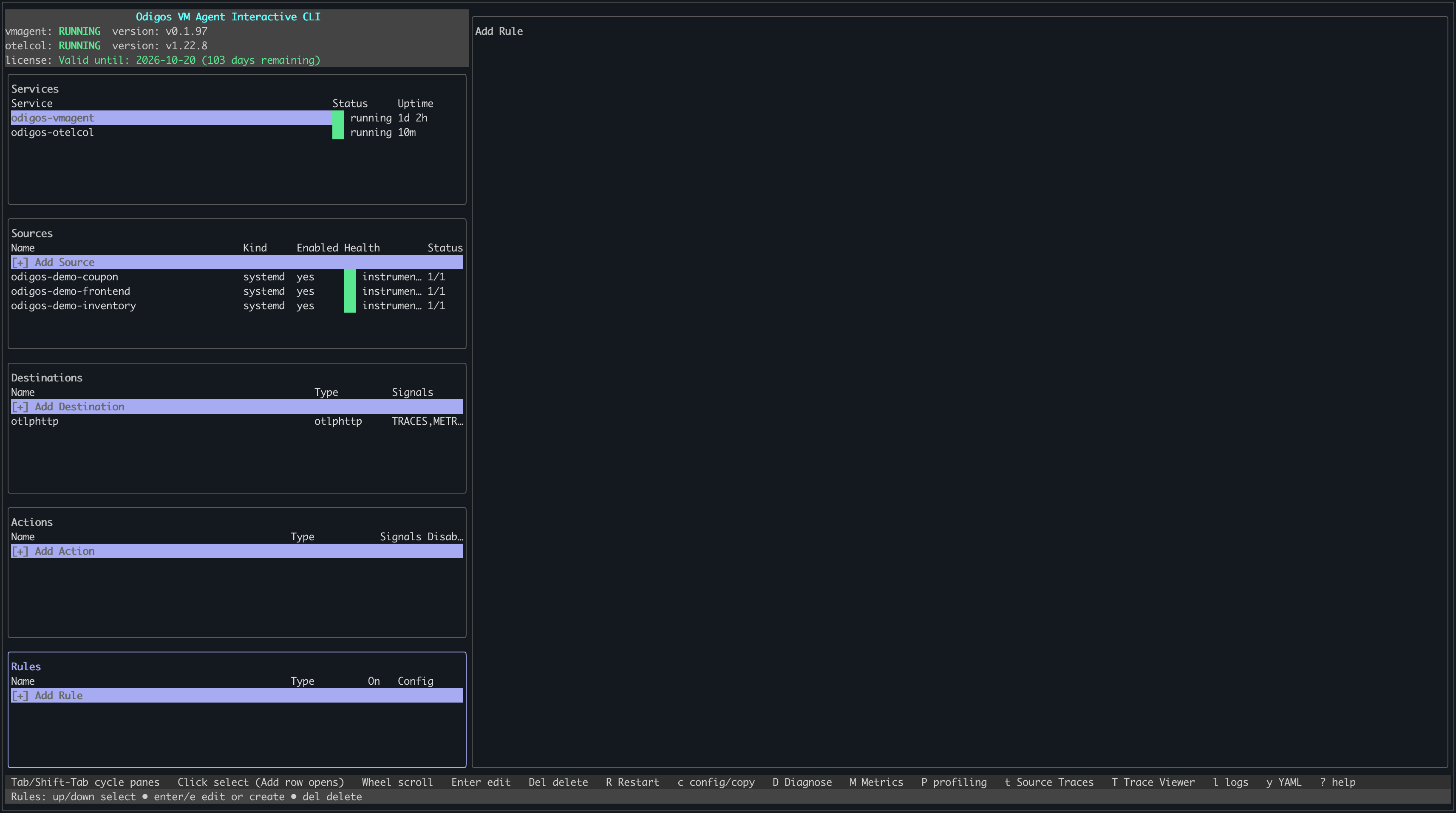 Open the Instrumentation Rules pane
