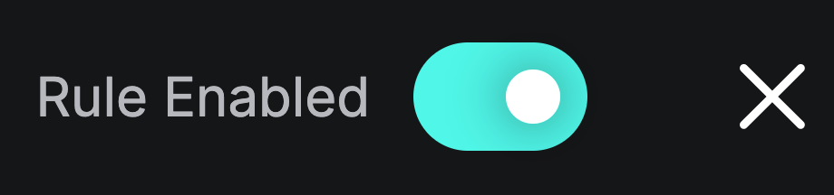 UI screenshot of the Rule Enabled toggle in the on (green) position.