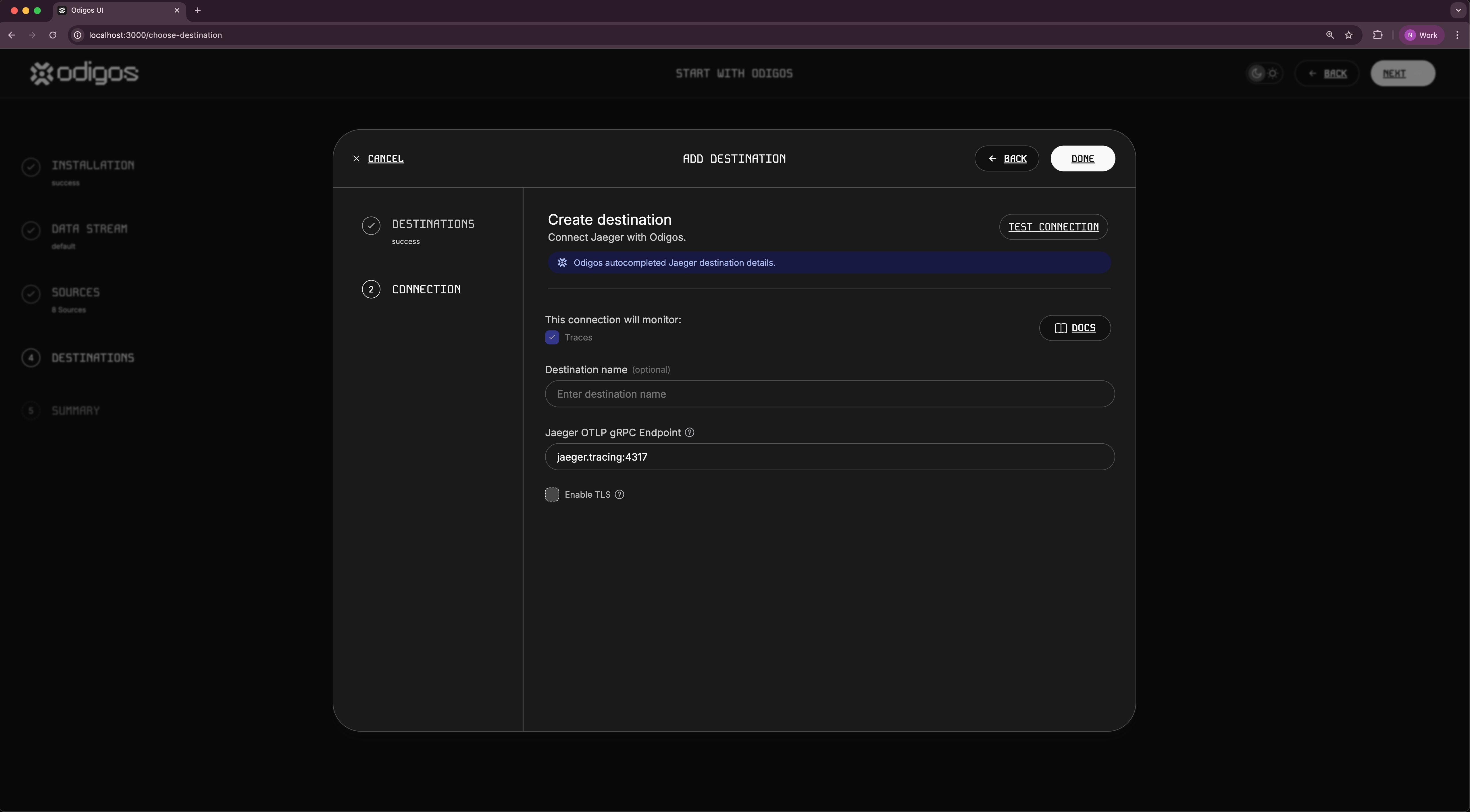 Jaeger connection details