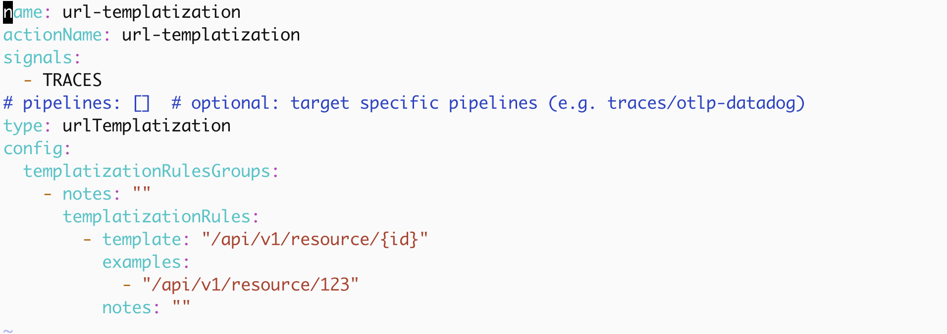 Configure URL templatization