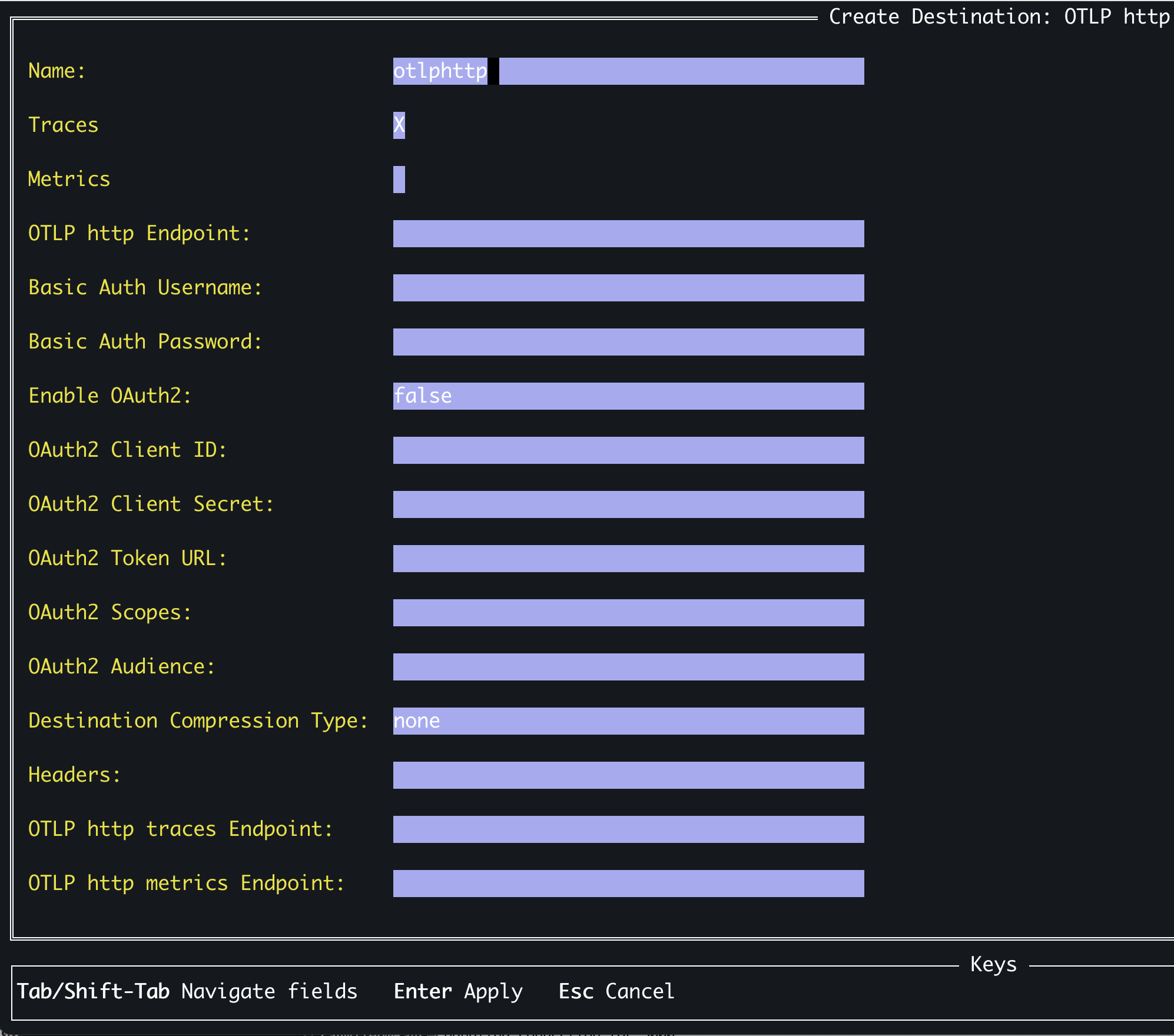 Configure Destination
