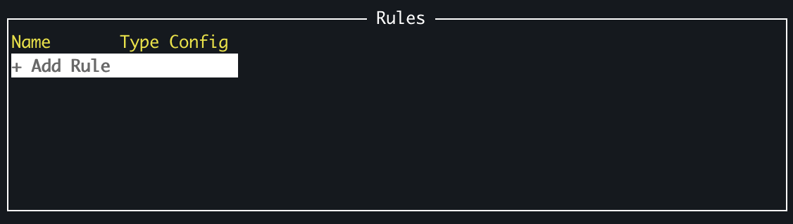 Instrumentation Rules screen
