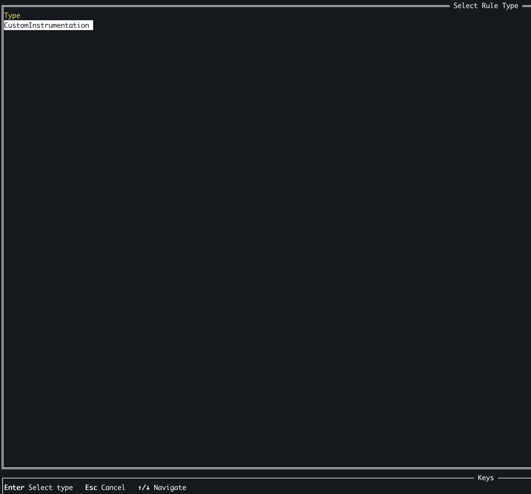 Choose Custom instrumentation