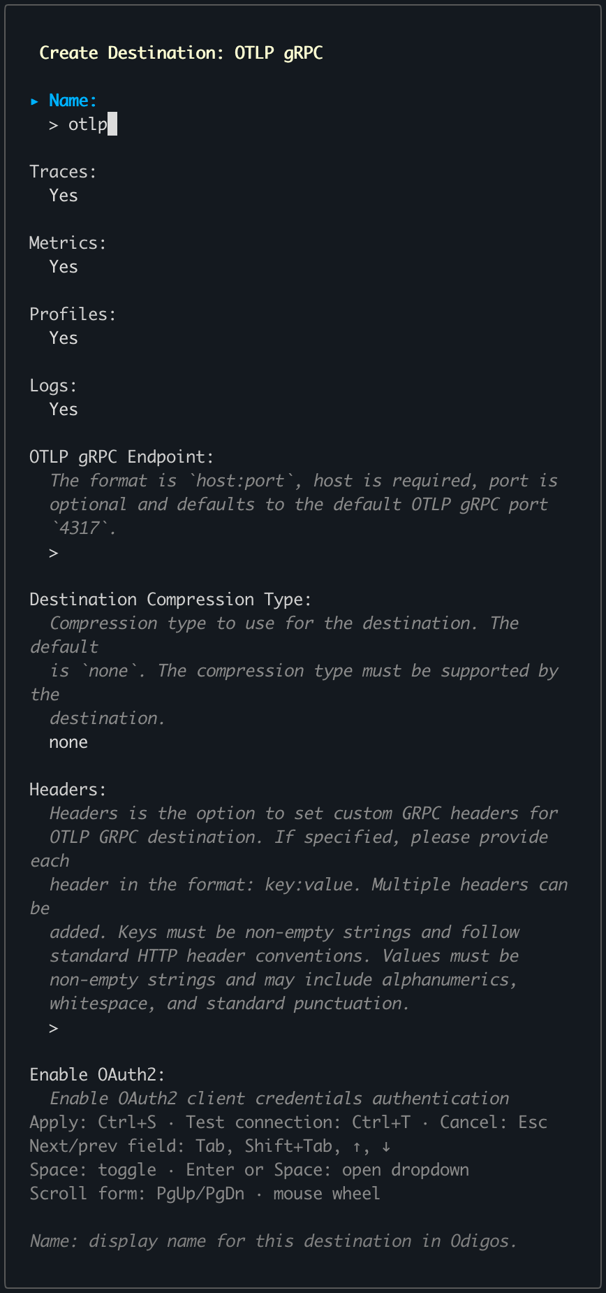 Configure Destination