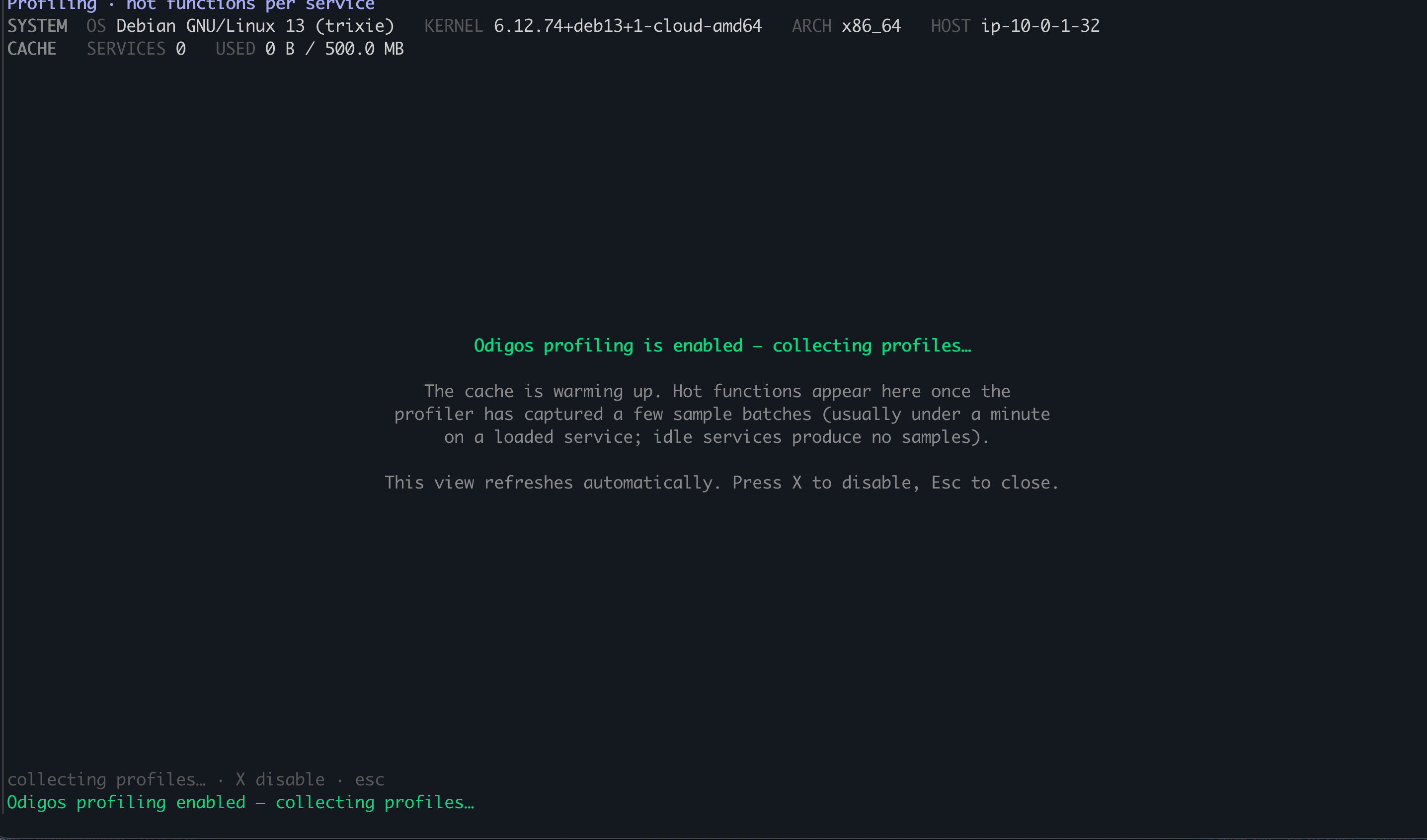 odictl profiling view collecting profile data
