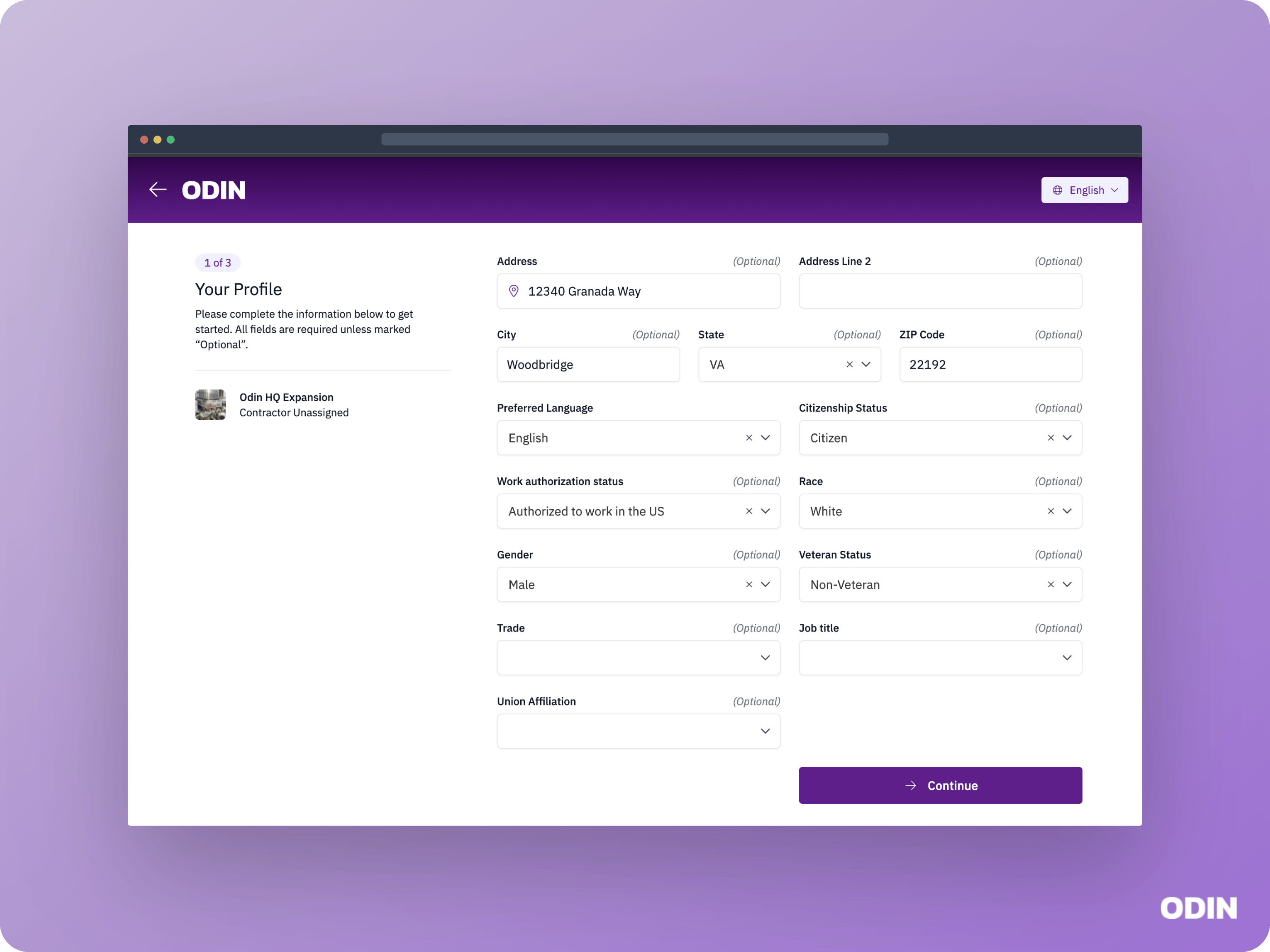 Personal information step