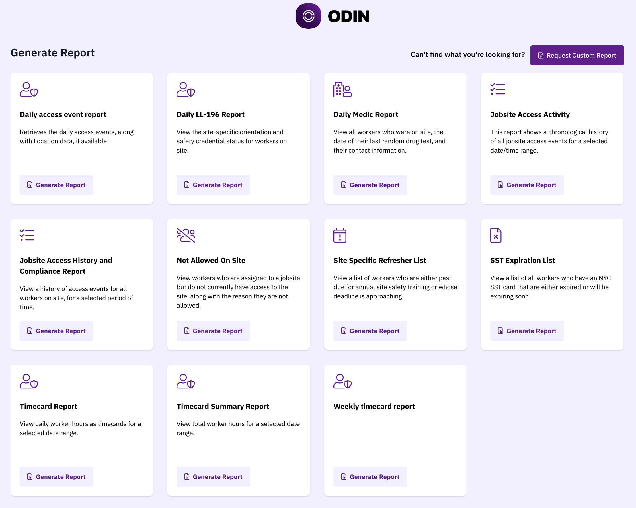 View All Reports screen