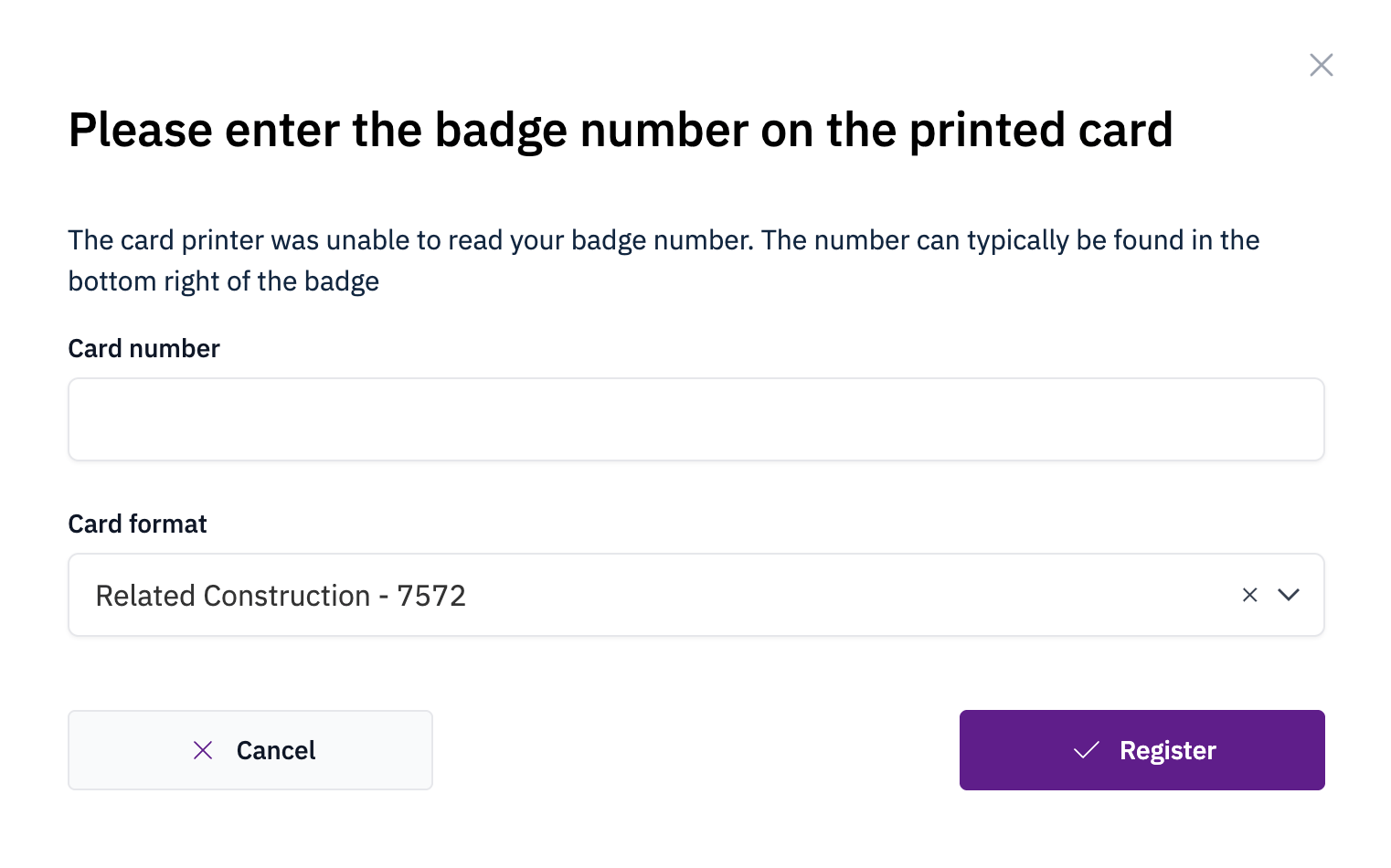 Register a temporary badge