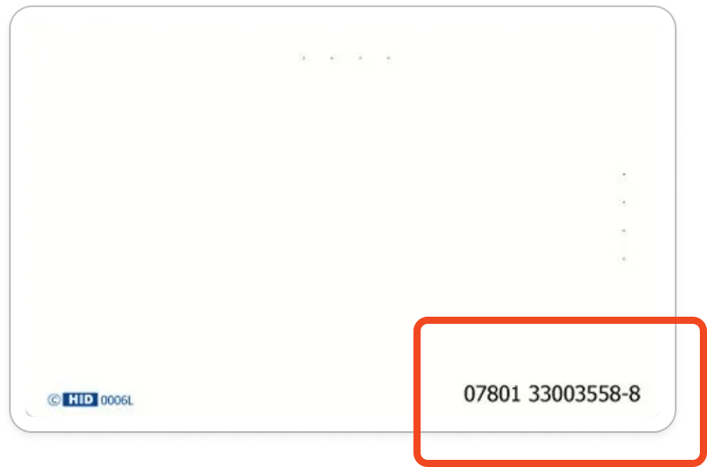 Card number on blank card