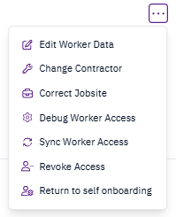 Selecting Change Contractor from the menu