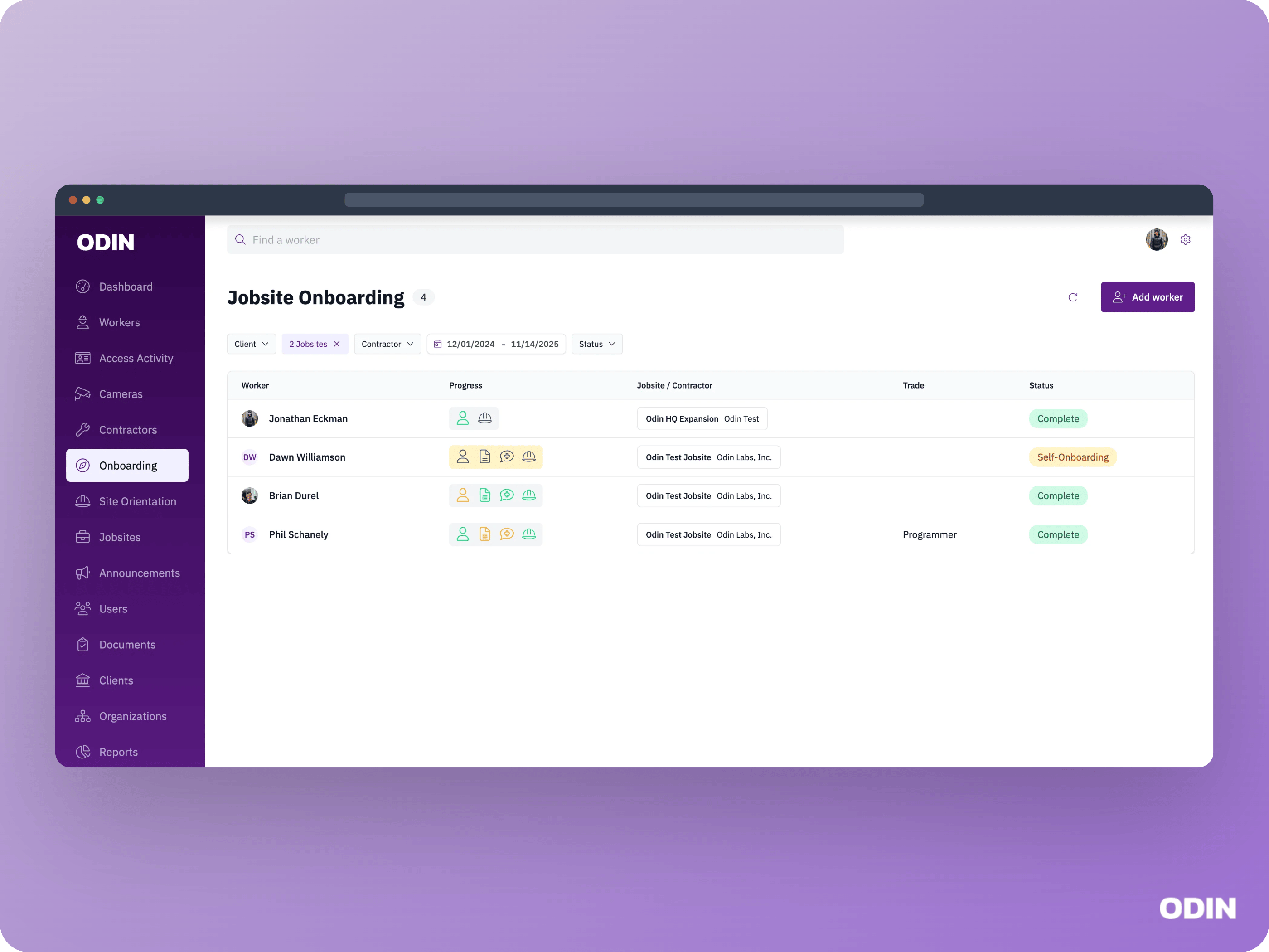 Onboarding statuses
