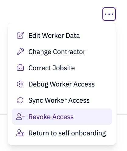 Worker Profile Jobsites section with Revoke Access option