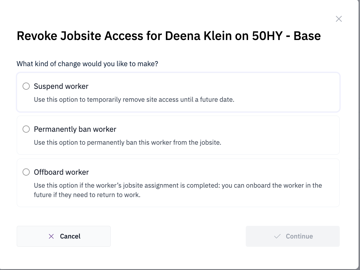 Selecting the Ban option