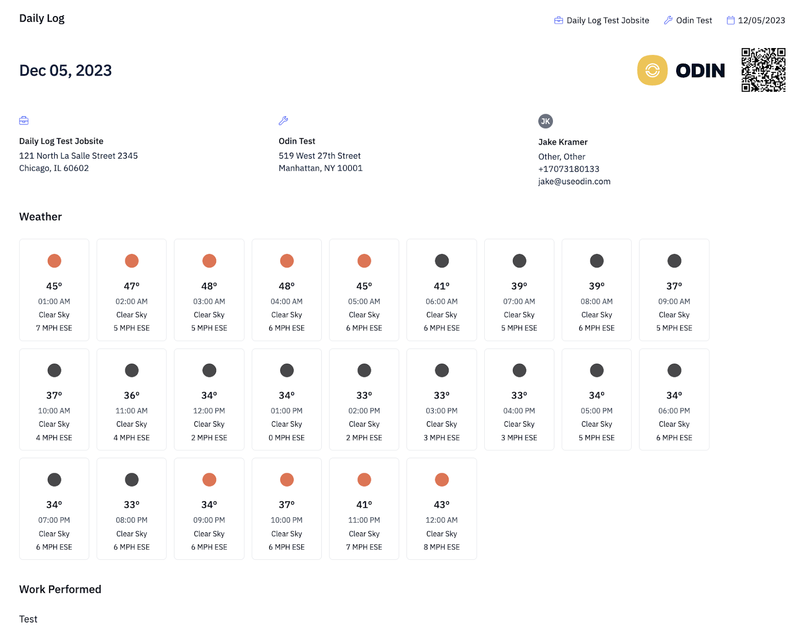 Populate fields and save the daily log