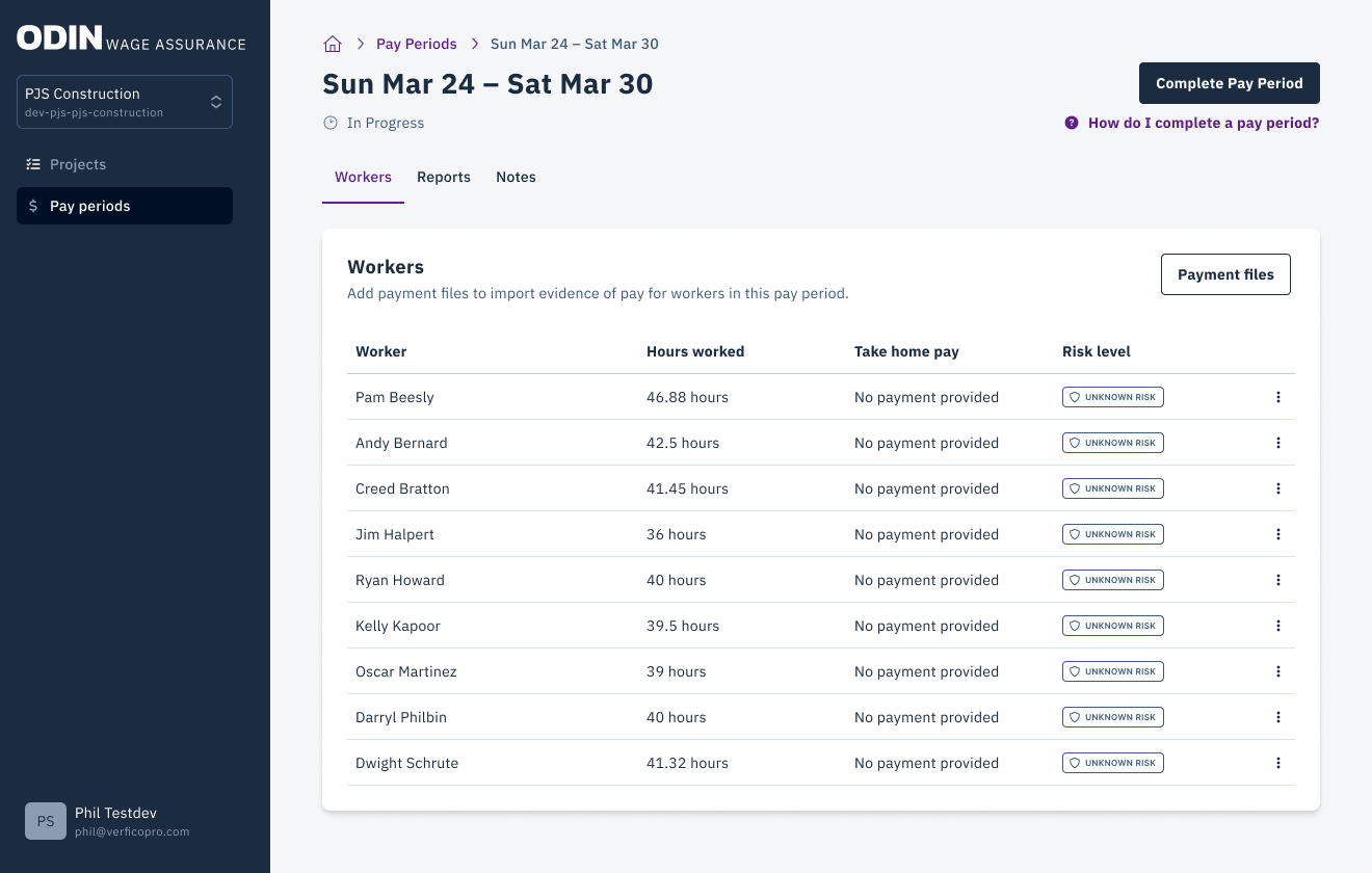 Select the desired pay period