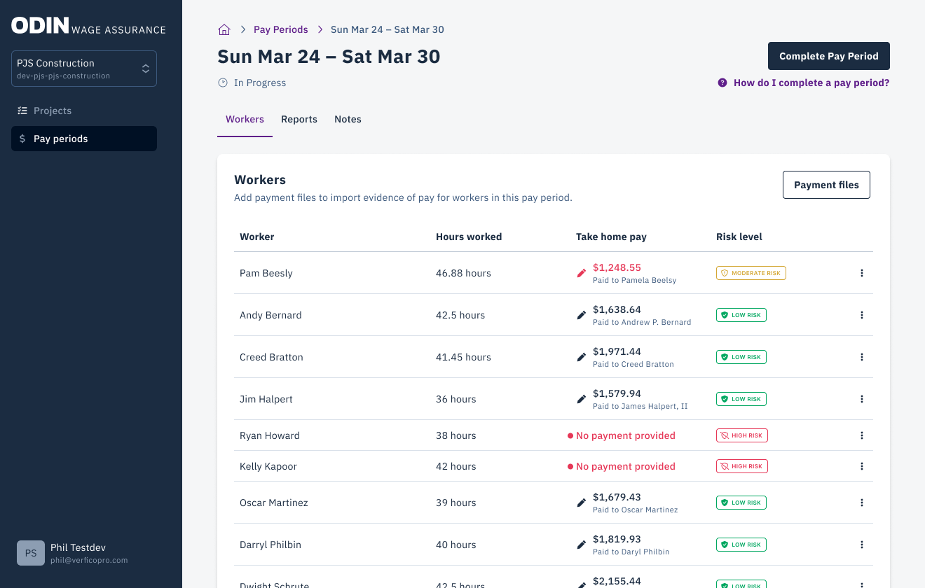 Upload evidence of payment files