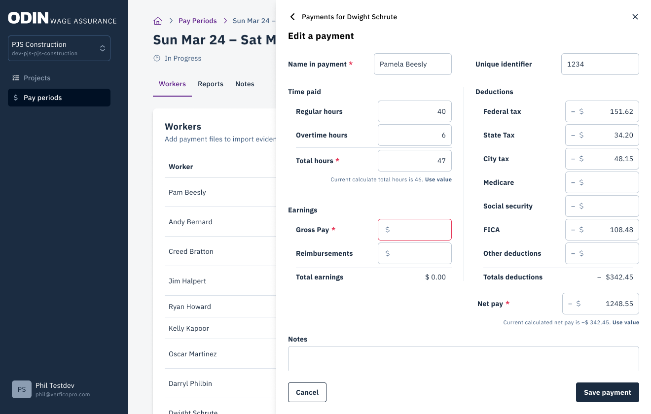 Complete the pay period