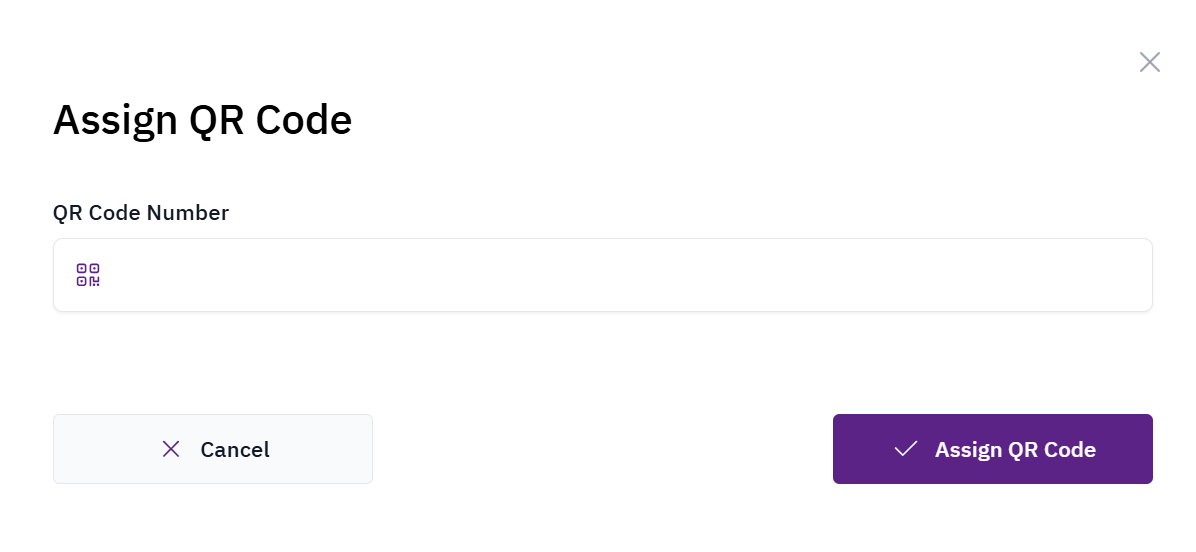 Entering the QR code number and assigning it to the worker