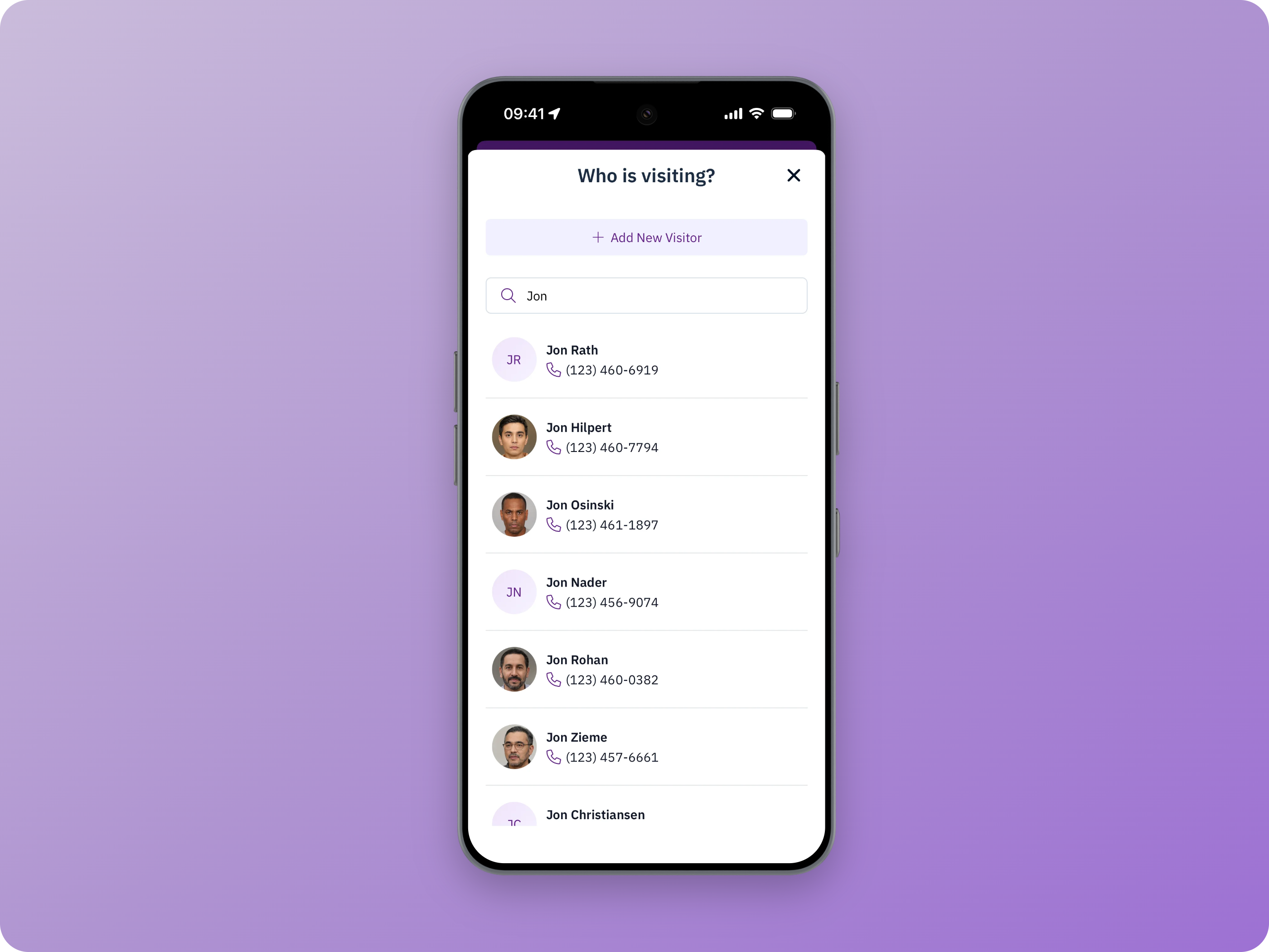 Search for a visitor