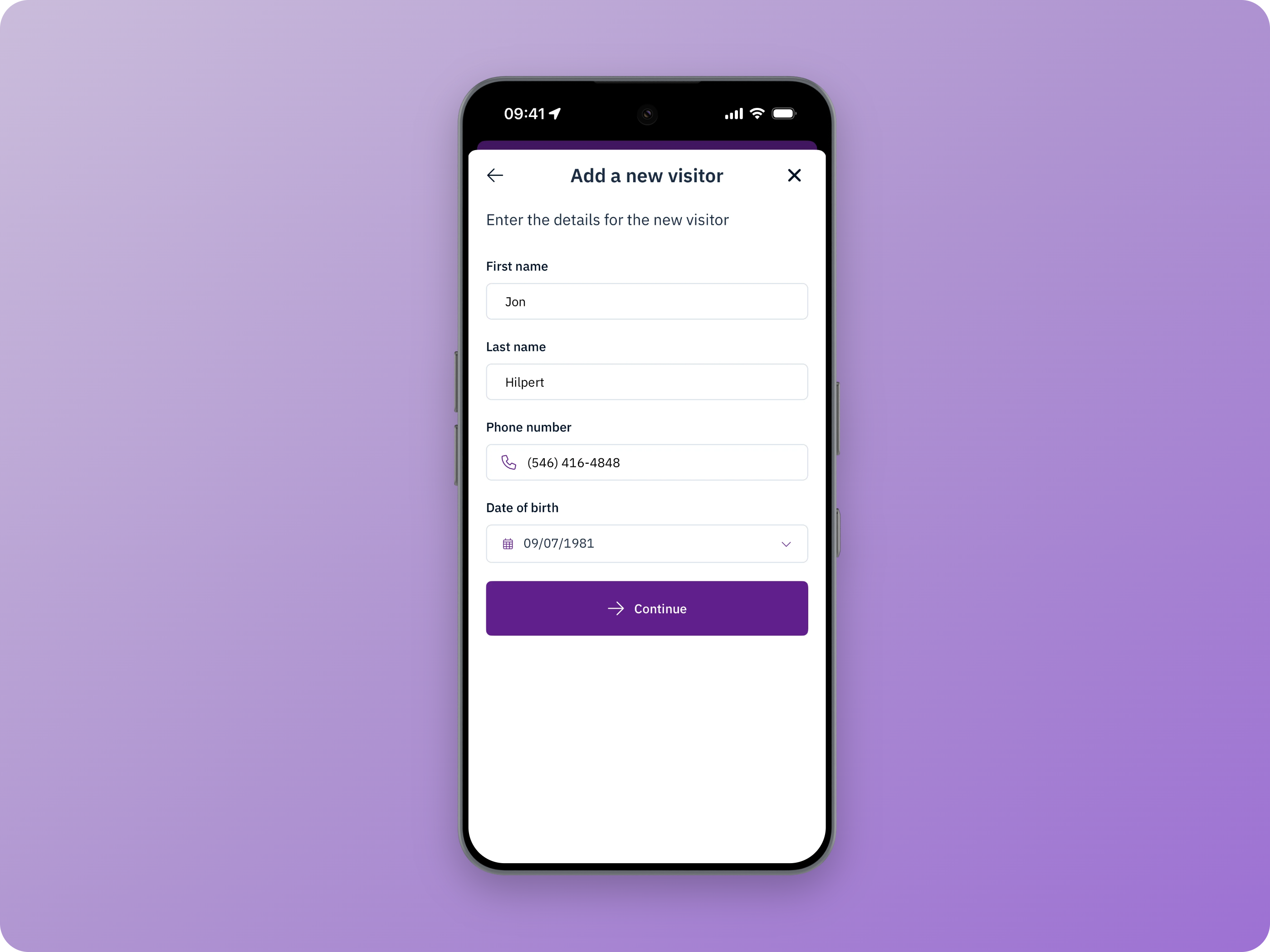 Create a new visitor