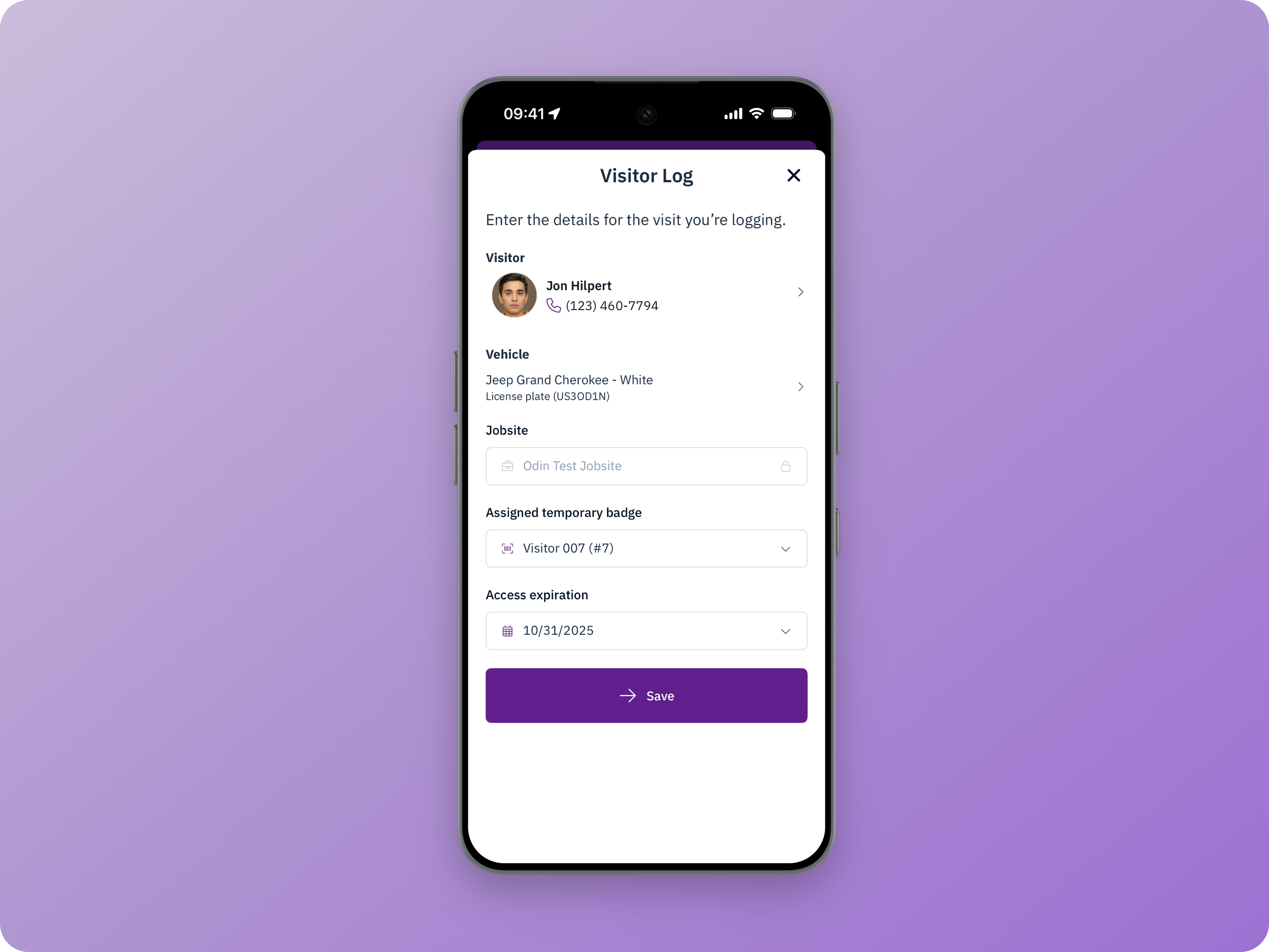 Assign a temporary badge to visitor
