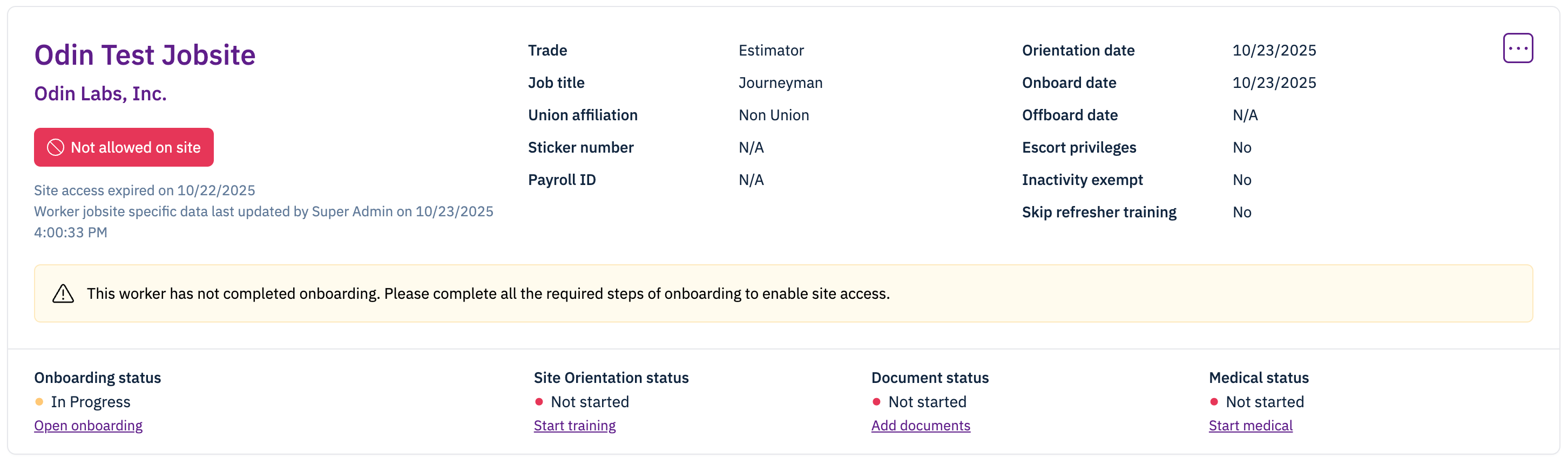 Restrict access settings