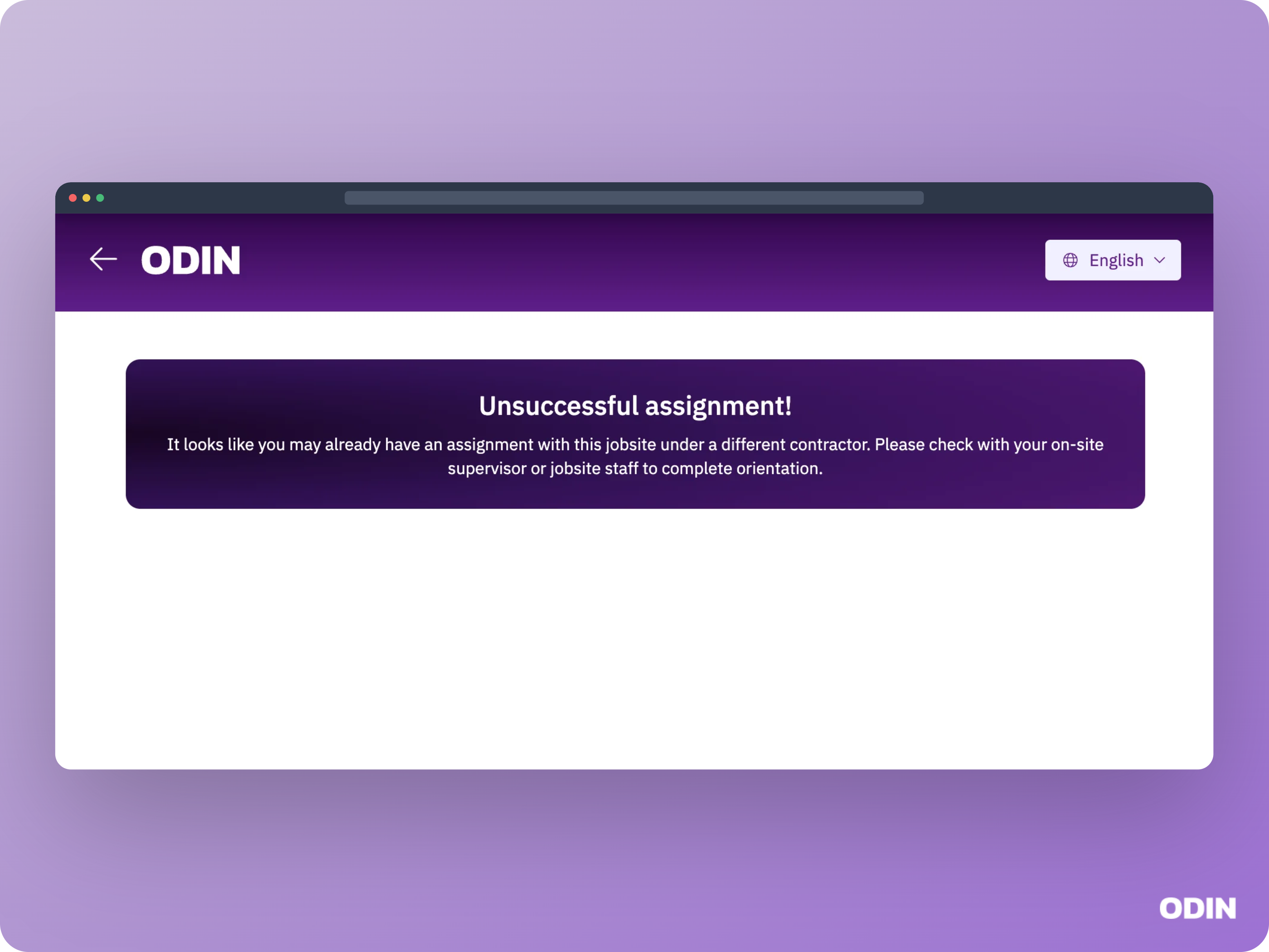 Unsuccessful assignment