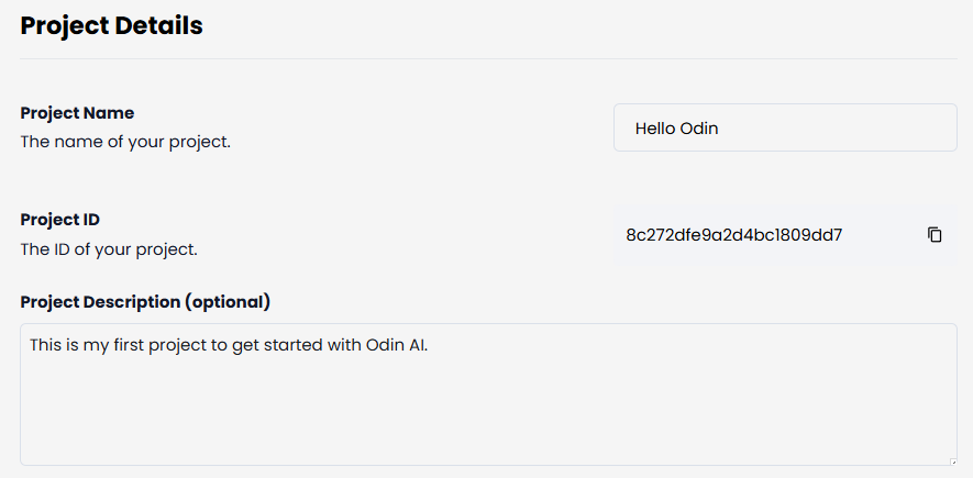 Project Settings - Odin AI Docs