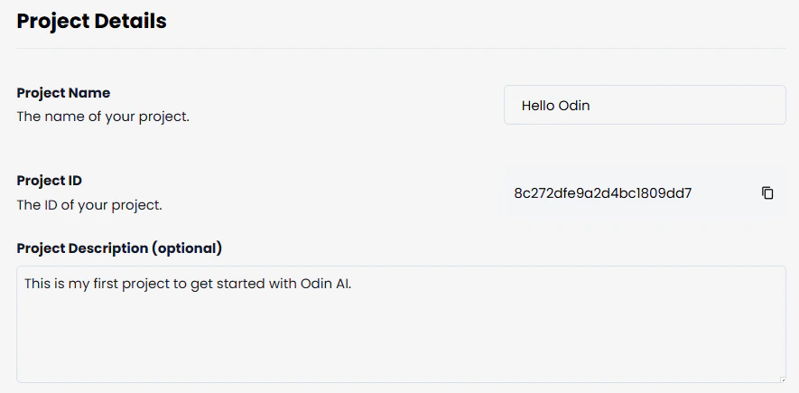 Project Details screenshot