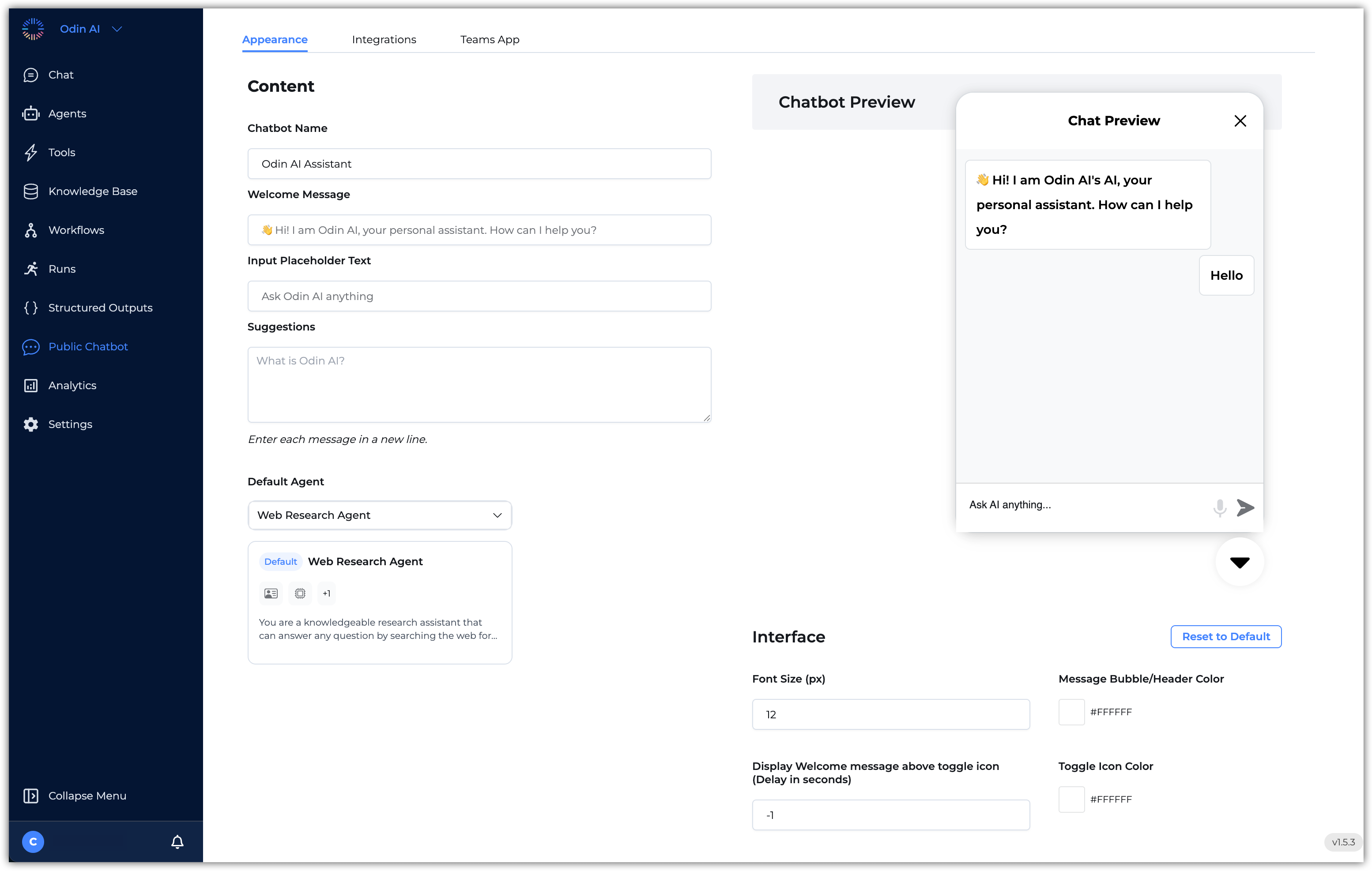 Public Chatbot Interface
