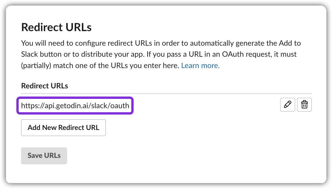 Slack OAuth Redirect URL