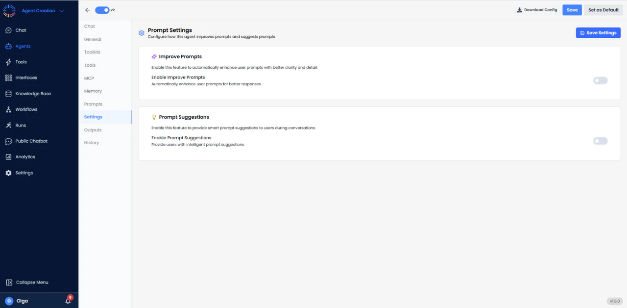 Prompt Settings Configuration